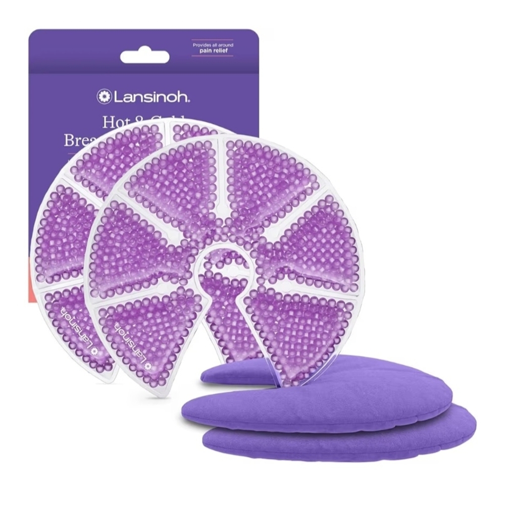Lansinoh Purple Hot & Cold Breast Therapy Pads - Reusable Gel Relief, 2-Pack